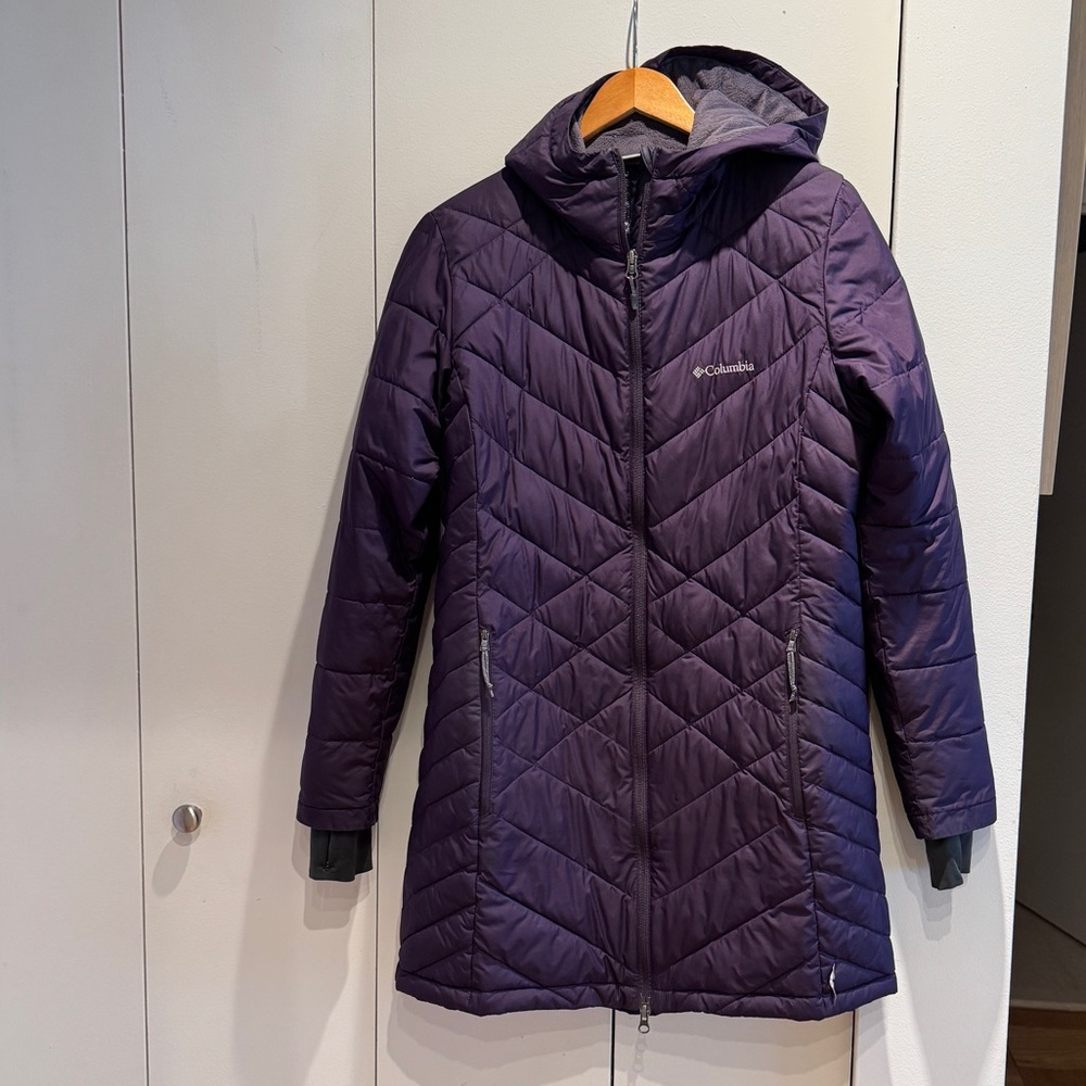 Columbia Purple Hooded Insulated Jacket with Omni-Heat — Size L